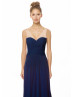 A-line V Neckline Navy Blue Beaded Chiffon Prom Dress